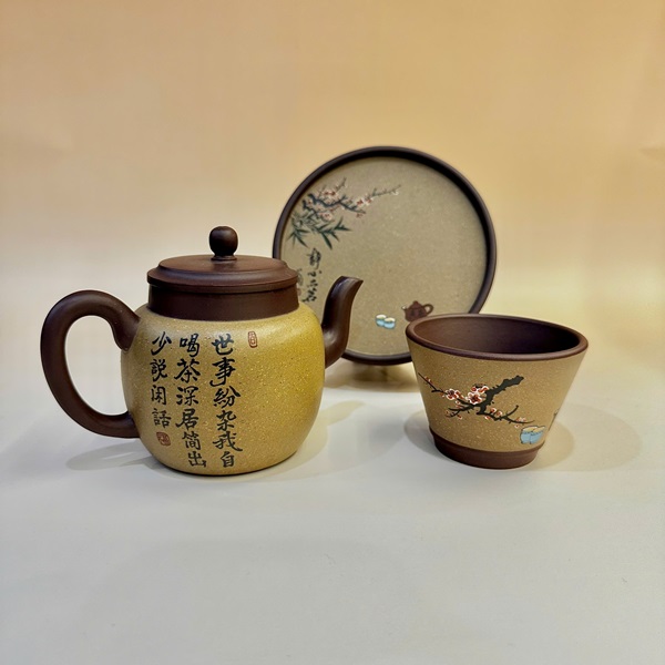 Bộ ấm tử sa nguyên khoáng đất cũ tư đình họa thần trà kèm 1 chén ATS91 - Ảnh 4