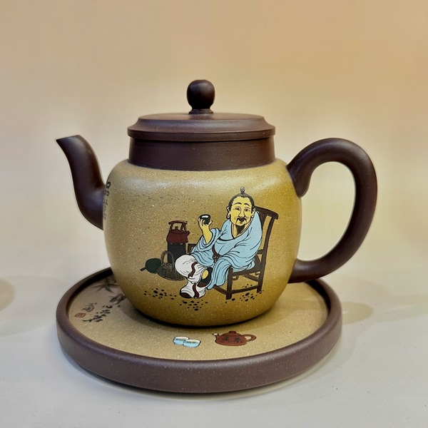 Bộ ấm tử sa nguyên khoáng đất cũ tư đình họa thần trà kèm 1 chén ATS91 - Ảnh 5