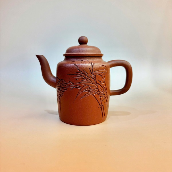 Ấm tử sa Nghi Hưng chu nê cấp trực khắc trúc 160ml ATS197 - Ảnh 2