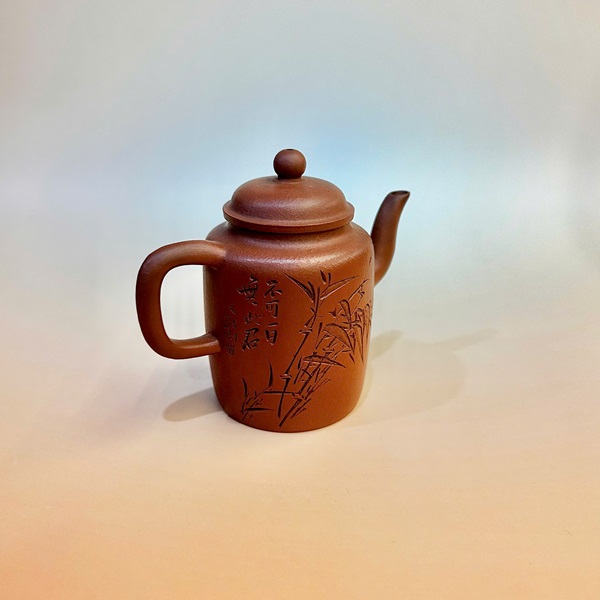 Ấm tử sa Nghi Hưng chu nê cấp trực khắc trúc 160ml ATS197 - Ảnh 3