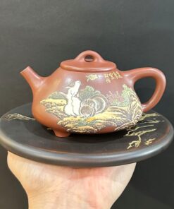 Ấm tử sa thạch biều nguyên khoáng đất cũ 12 con giáp hình chuột tuổi tý 230ml