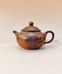 Bình Trà Tử Sa Hoả Biến Cũ Dáng Nón Lá Khắc Cây Nho 150ml ATS160