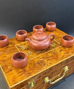 Bộ ấm pha trà tử sa nguyên khoáng đất cũ kèm 6 chén có hộp đẹp 230ml ATS180