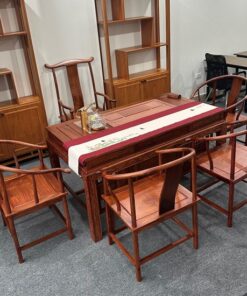 Bộ bàn ghế uống trà cao cấp gỗ hương lào 1m6 khay mặt đá phà trà bền đẹp mãi