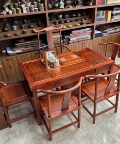 Bộ bàn ghế uống trà gỗ hương lào 5 ghế 1m2 pha trà tiện lợi thợ việt nam làm