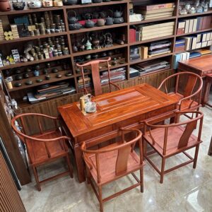Bộ bàn ghế uống trà kiểu trung quốc gỗ hương đá 160x80cm phần khay pha trà bằng gỗ đẹp