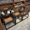Bộ ghế minh gỗ mun đen mặt nu hương ngồi uống trà cao cấp thủ công kỹ đẹp.