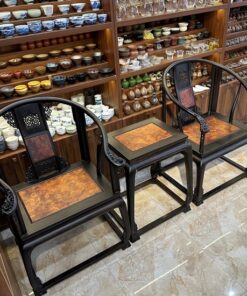 Bộ ghế minh gỗ mun đen mặt nu hương ngồi uống trà cao cấp thủ công kỹ đẹp.