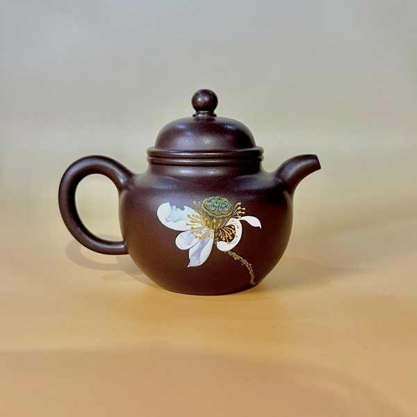 Ấm trà tử sa nguyên khoáng đất cũ dáng chuyết cầu nhỏ hoa sen 170ml ATS219