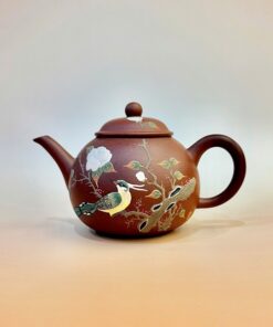 Ấm tử sa Nghi Hưng thủy bình họa chim hoa 190ml ATS230