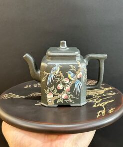 Ấm pha trà tử sa nguyên khoáng đất cũ lục nê tứ phương hoa nhỏ đẹp 130ml ATS250