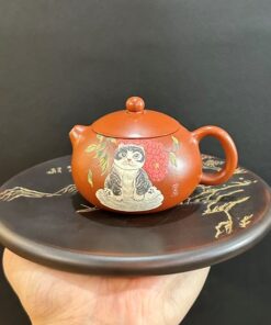 Ấm tử sa nguyên khoáng đất cũ thủ công dáng tây thi nhỏ hình mèo 120ml ATS241