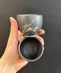 Ly uống trà đẹp cao cấp tử sa nê hưng dáng cao khắc nhiều họa tiết 80ml CNH67