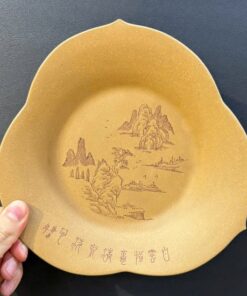 Kê ấm chén trà tử sa nguyên khoáng đất cũ khắc sơn thủy đẹp làm thuyền dưỡng ấm