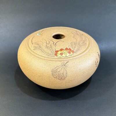 Lọ đựng trà tử sa nguyên khoáng đất cũ thủ công dáng tròn HT77.