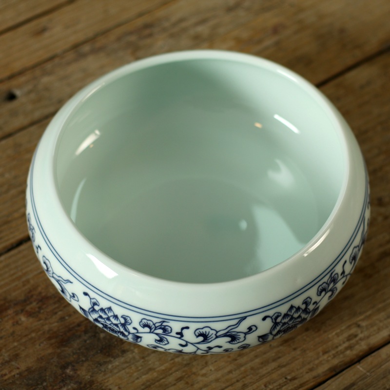 Thuyền trà sứ cảnh đức men lam hoa sen 16.5x20x8cm TT07 - Ảnh 3