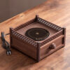 Bếp đun nước pha trà hồng ngoại vỏ gỗ vuông cỡ to đẹp 23x23x12cm BD67.