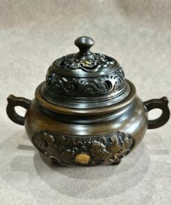 Lư trầm đồng nguyên chất dạng đỉnh to hình kỳ lân đẹp 2470g 14x19cm LD61