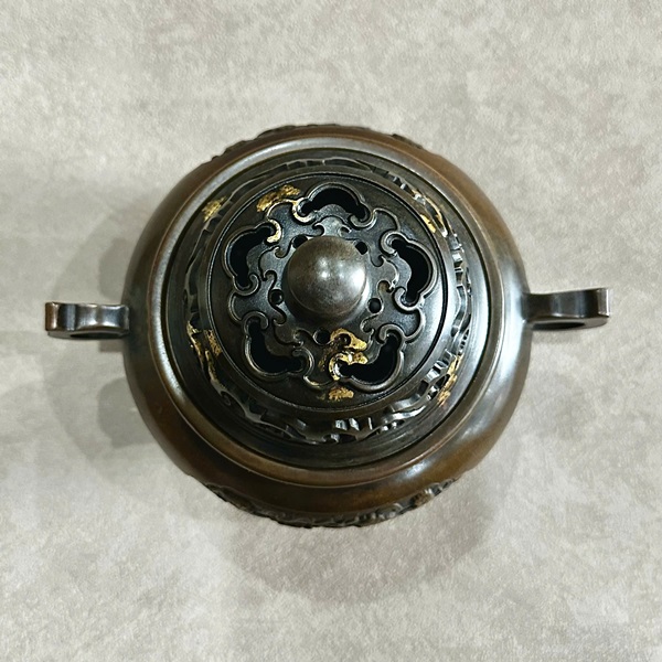 Lư trầm đồng nguyên chất dạng đỉnh to hình kỳ lân đẹp 2470g 14x19cm LD61 - Ảnh 2