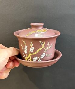 Chén khải tử sa nguyên khoáng đất cũ đáy tào thanh thủ công chim hoa 200ml AS33.