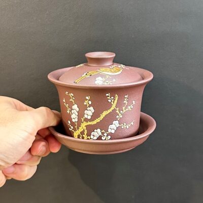 Chén khải tử sa nguyên khoáng đất cũ đáy tào thanh thủ công chim hoa 200ml AS33.
