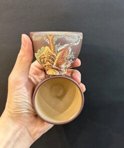 Chén tử sa cao cấp nguyên khoáng đất cũ thủ công hình hổ đẹp 85ml CTS35