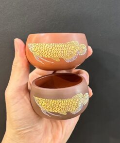 Chén tử sa nê hưng hỏa biến cao cấp họa cá rồng thủ công 70ml CNH48