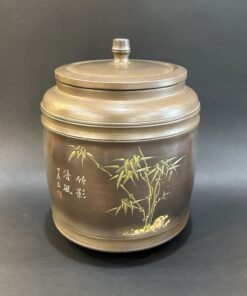 Hũ đựng trà tử sa nê hưng khắc trúc bảo quản trà lên men đẹp HT61