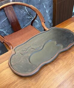 Khay trà đá tử sa nê hưng bày ấm chén đẹp hình trâu thủ công 76x39cm KNH11