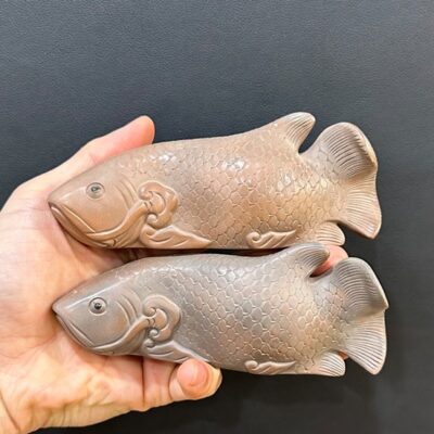 Tượng cá rồng gốm nê hưng thủ công cỡ nhỏ bày bàn trà đẹp TS40