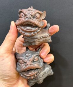 Tượng kỳ lân cỡ nhỏ gốm nê hưng hỏa biến thủ công bày bàn trà đẹp TS44