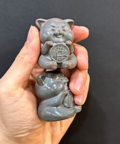 Tượng mèo mini gốm nê hưng hỏa biến thủ công nhỏ bày bàn trà đẹp TS36