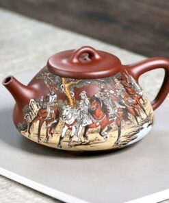 Ấm tử sa đất cũ nghi hưng thủ công thạch biều ngũ hổ tướng đẹp 280ml ATS273.