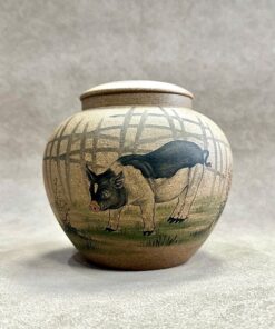 Hũ Đựng Trà Tử Sa Đoàn Nê Đất Cũ Nghệ Nhân Vẽ Heo HT56