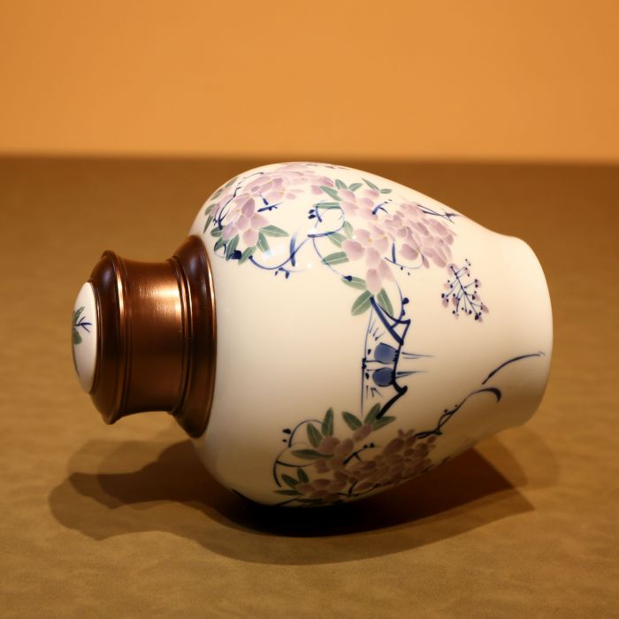 Hũ Trà Sứ Cảnh Đức Vẽ Tay Hoa 2 Nắp Xoáy 1L HT54 - Ảnh 4