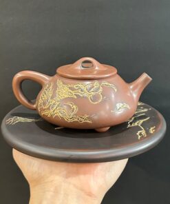 Ấm nê hưng thạch biều khắc sen thủ công đẹp pha trà ngon 250ml AKC239.