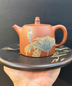 Ấm trà tử sa đất cũ đất cũ nguyên khoáng dáng đức trung sen chim đẹp 220ml ATS271