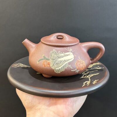 Ấm trà tử sa nguyên khoáng đất cũ dáng thạch biều cải thảo Bách Tài 200ml đẹp