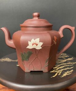 Ấm tử sa nghi hưng lục phương hoa sen đẹp pha trà ngon 280ml ATS167