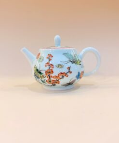 Ấm sứ cảnh đức vẽ tay thủ công hoa bướm đẹp pha trà ngon 180ml AS49