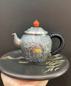 Ấm pha trà bạc nguyên chất 999 an cư lạc nghiêp pha trà ngon 220ml AB87