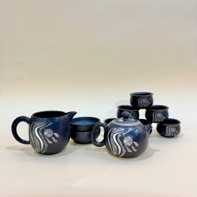 Bộ ấm trà hình rồng tử sa nê hưng cao cấp thủ công hộp da đẹp AT96