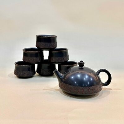 Bộ ấm pha trà cao cấp tử sa nê hưng dáng bán nguyệt đẹp kèm hộp AT25