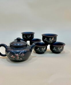 Bộ ấm trà nê hưng nguyên khoáng cao cấp dáng biển phúc chim hoa AT27