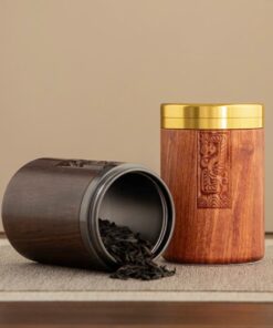 Lọ đựng trà gỗ lót trong inox 304 nắp xoáy 2 lớp kín 11x7cm HT18.
