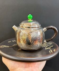 Ấm bạc nguyên chất 999 thủ công đẹp pha trà ngon 210g 240ml AB02