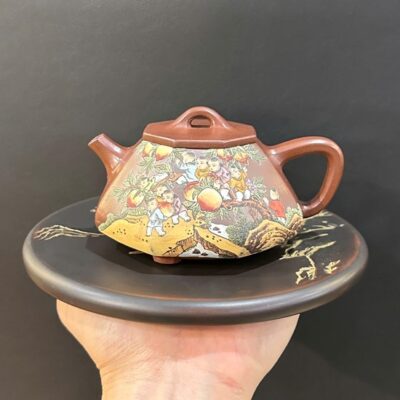 Ấm trà tử sa cao cấp nguyên khoáng đất cũ bát phương bách nhi đồ 220ml ATS98.