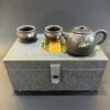 Bộ ấm trà tử sa nê hưng đối ẩm cao cấp đắp nổi hoa đẹp pha trà ngon AT20