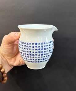 Chén tống sứ cảnh đức cao cấp vẽ tay bát nhã kinh làm chuyên trà không quai đẹp 200ml
