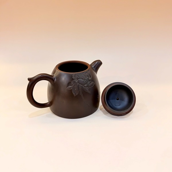 Ấm pha trà cao cấp gốm nê hưng hỏa biến dáng tần quyền hoa sen 250ml AKC297 - Ảnh 4